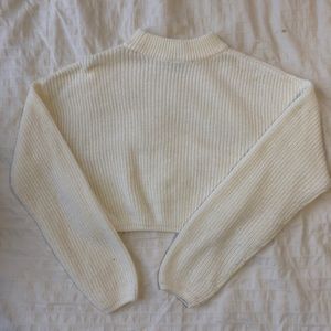 White H&M mock-neck knit sweater
